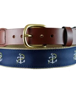LEATHER MAN Men's Anchor Leather Tab Belt