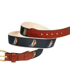 LEATHER MAN Cotton Web Belt with Spinnaker Motif