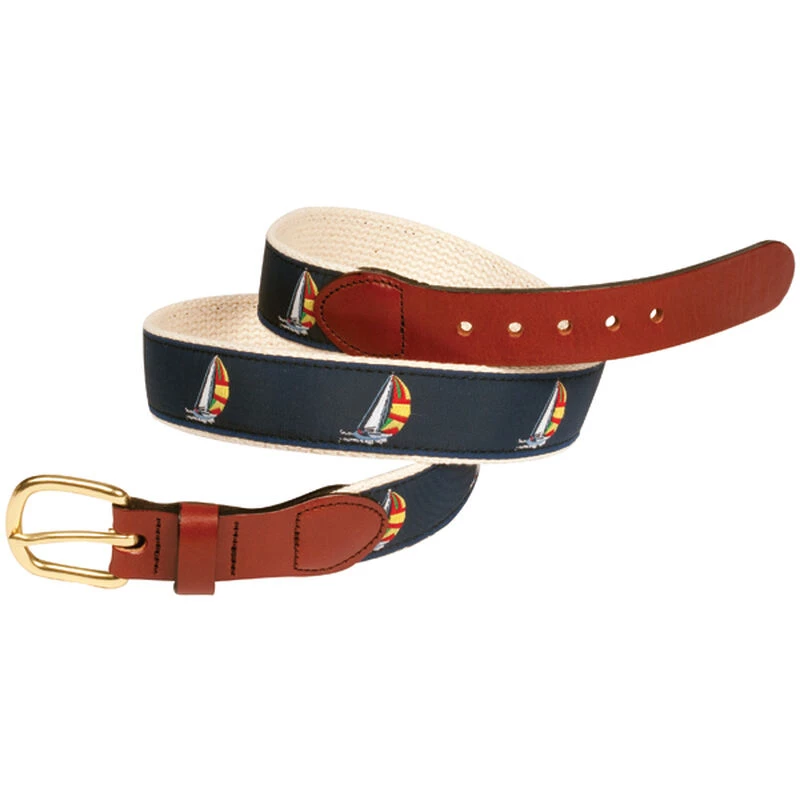 LEATHER MAN Cotton Web Belt with Spinnaker Motif