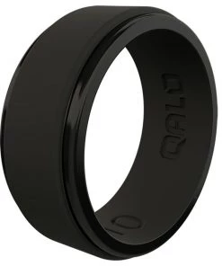 QALO Men's Step Edge Polished Silicone Ring, Size 10