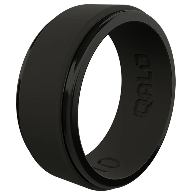 QALO Men's Step Edge Polished Silicone Ring, Size 10