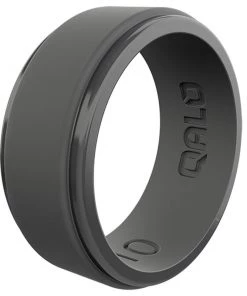 QALO Men's Step Edge Polished Silicone Ring, Size 09