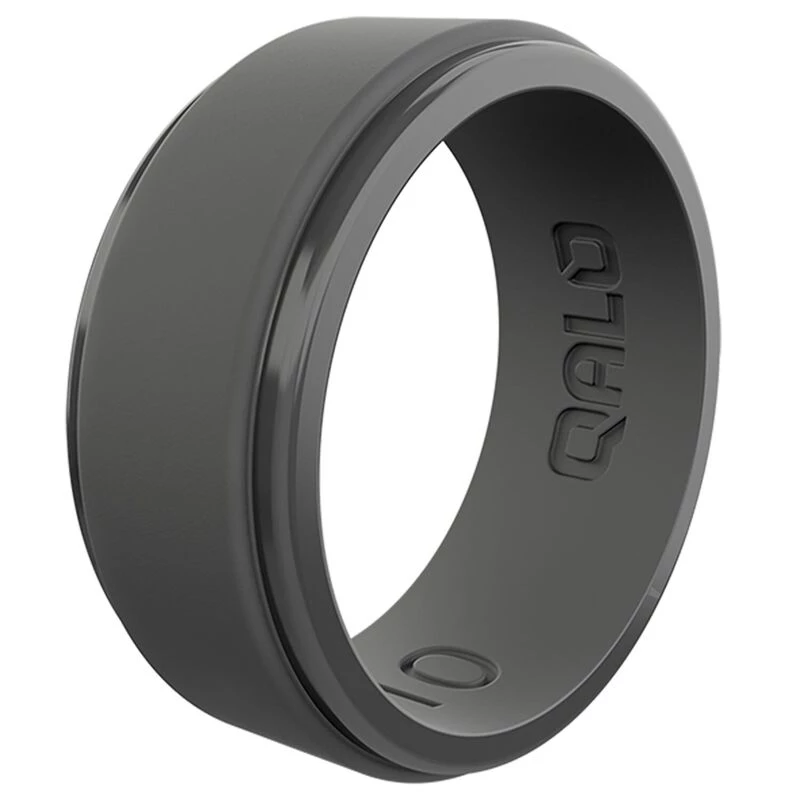 QALO Men's Step Edge Polished Silicone Ring, Size 11