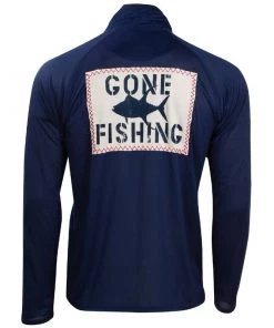 HIHO Men's Gone Fishing 1/2 Zip Shirt