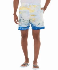 GUY HARVEY Men's Sunrise Sailfish Swim Trunks