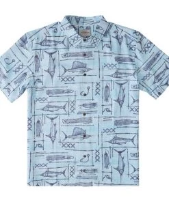 QUIKSILVER WATERMAN Men's Blue Water Fish Shirt